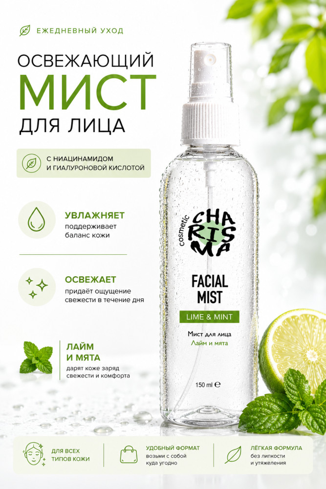 Мист для лица cosmetic лайм и мята | Charisma
