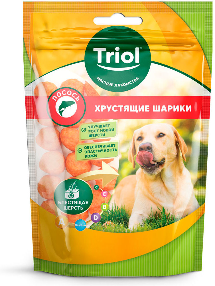Лакомство для собак Хрустящие шарики из лосося, 70г | Triol