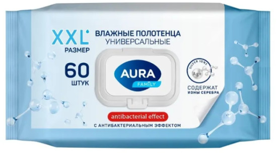 FAMILY Влажные полотенца с антибактериальным эффектом с крышкой, 60шт