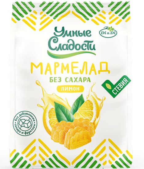 Мармелад «Умные сладости» желейно-формовой со стевией, со вкусом лимона, 150г