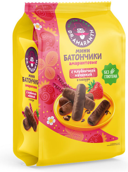 Мини-батончики «Dr.AMARANTH» с клубничной начинкой в глазури 100г