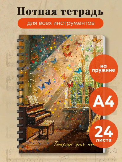 Тетрадь для нот «Комната с бабочками»