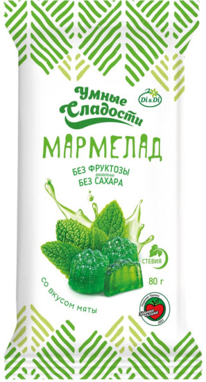 Мармелад «Умные сладости» желейно-формовой со стевией со вкусом мяты, 80г