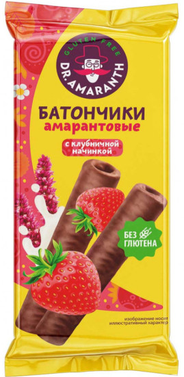 Батончики амарантовые с клубничной начинкой в глазури Dr.AMARANTH, 20 г