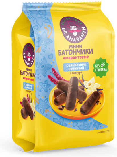 Мини-батончики «Dr.AMARANTH» с ванильной начинкой в глазури 100г