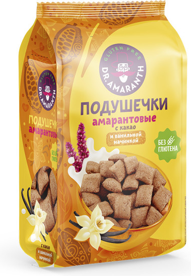 Подушечки «Dr.AMARANTH» амарантовые с какао, со вкусом ванили 100г