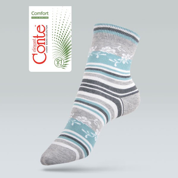 Носки женские хлопковые COMFORT (меланж) | Conte Elegant