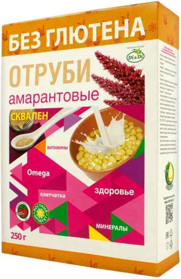 Отруби амарантовые сквален без глютена, Ди Ди, 250гр