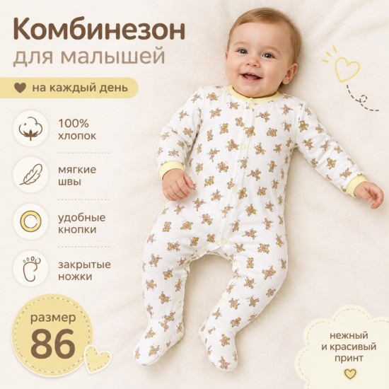 Комбинезон для новорождённых с принтом «Мишки»