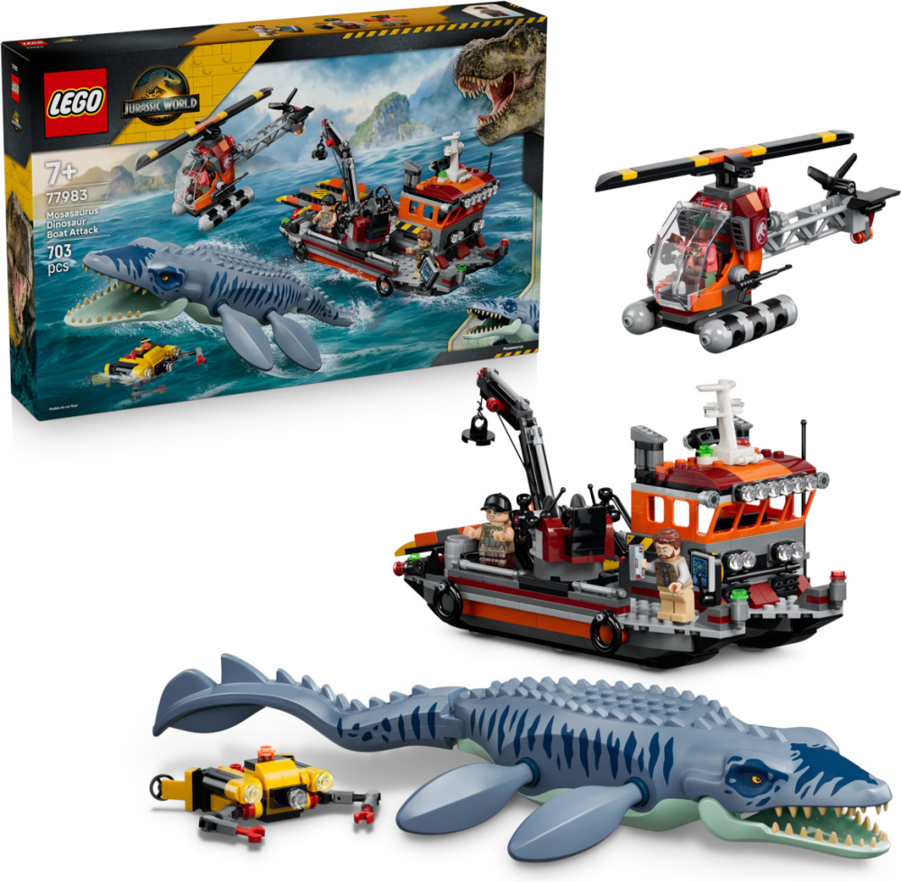 Конструктор Jurassic World 77983 Нападение мозазавра на корабль. Mosasaurus Dinosaur Boat Attack | LEGO Jurassic World | LEGO (ЛЕГО)