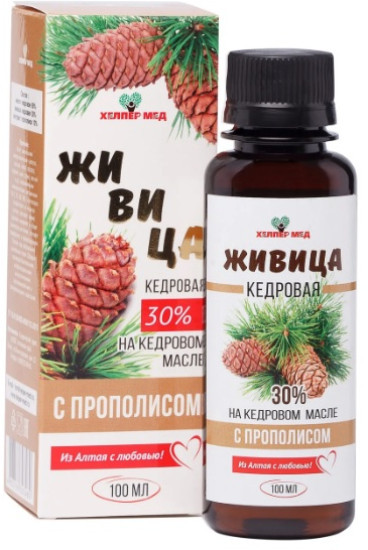 Живица кедровая на кедровом масле 30% с прополисом 100 мл