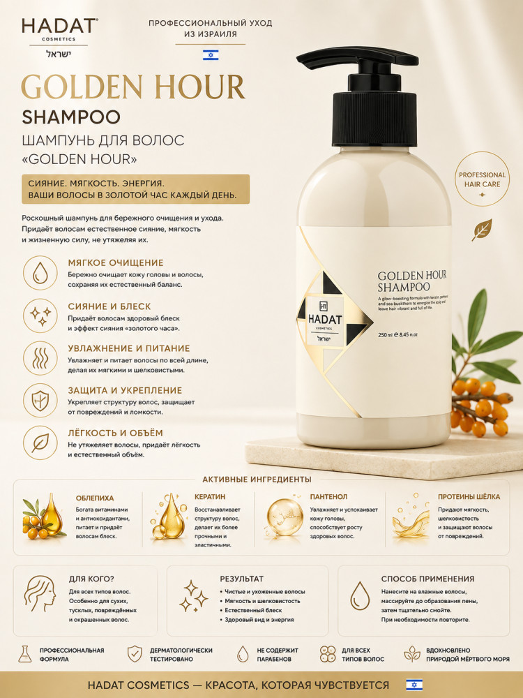GOLDEN HOUR SHAMPOO — шампунь для волос «Golden Hour» 250мл | Hadat Cosmetics