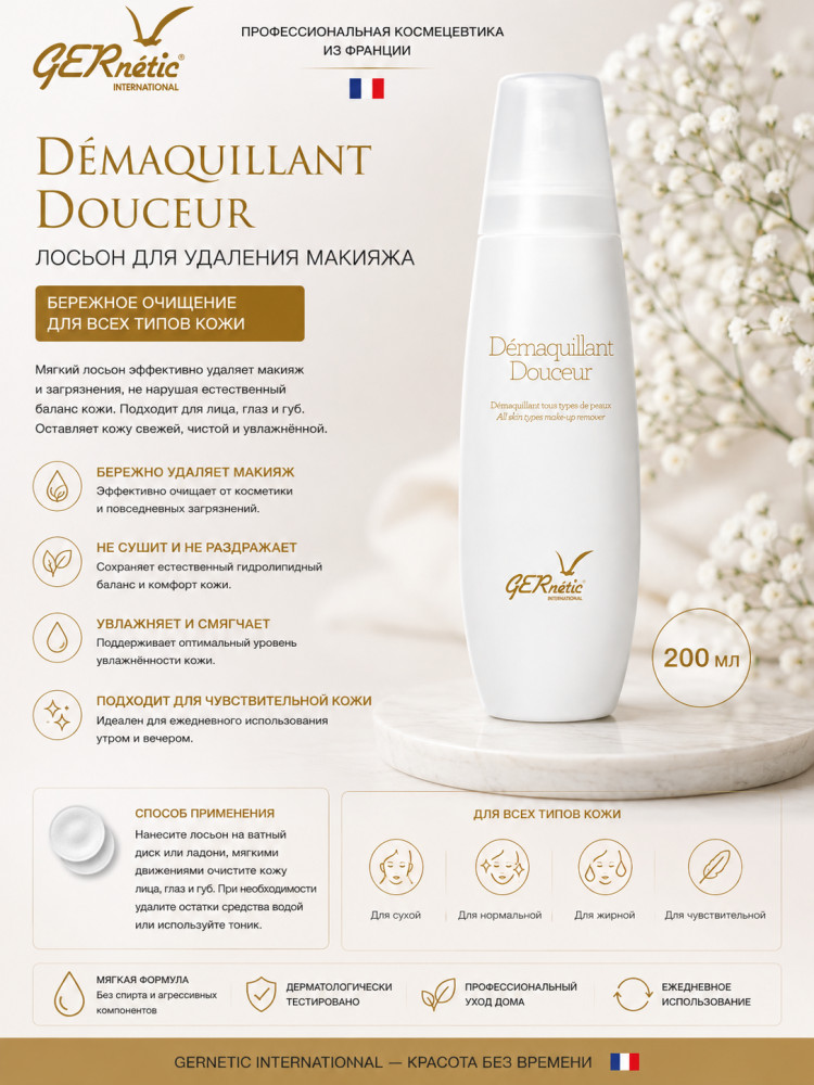 Demaquillant Douceur — лосьон для удаления макияжа, 200 мл | GERnetic International