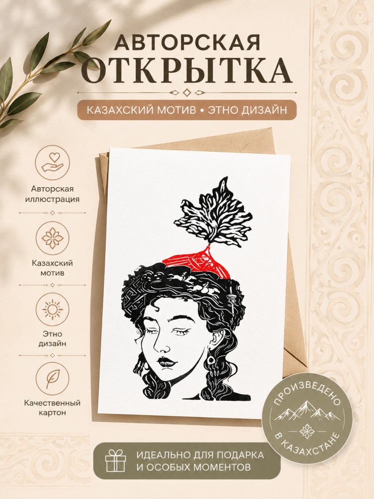 Открытки казахские Қыздарай, авторский этно дизайн, 10*15, 20 г. | JOOMSAK