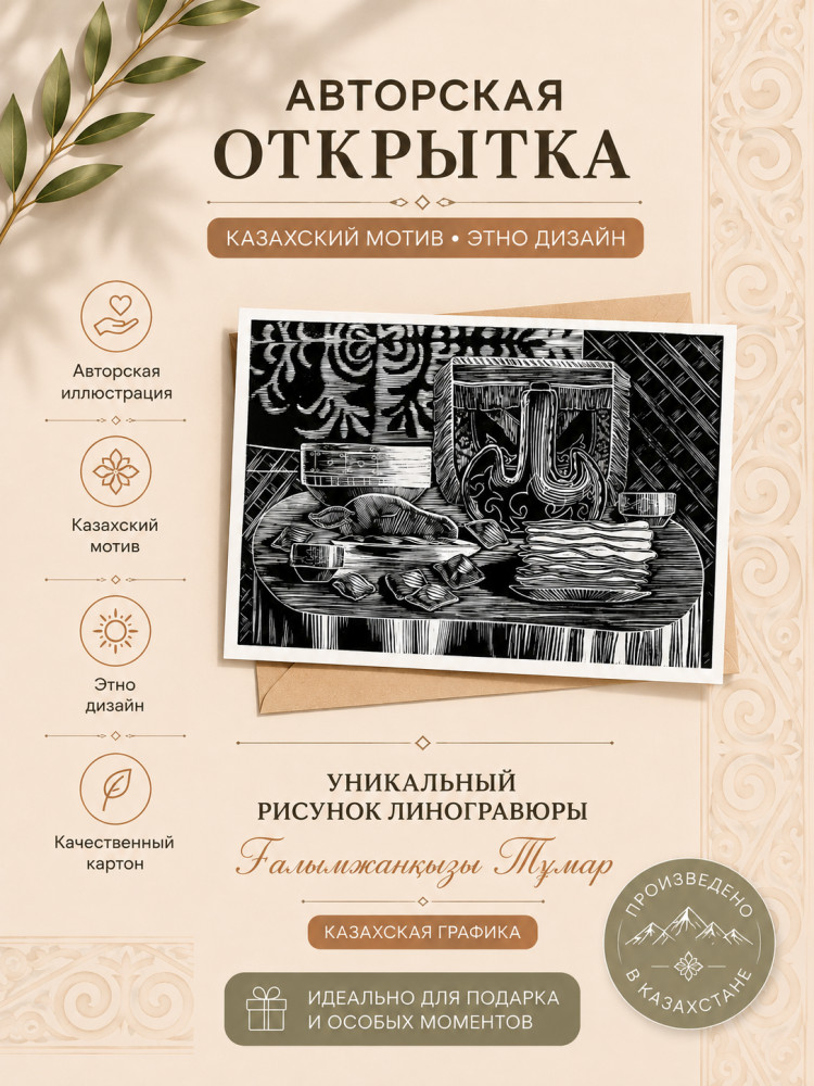 Открытки казахские Қыздарай, авторский этно дизайн, 10*15, 20 г. | JOOMSAK