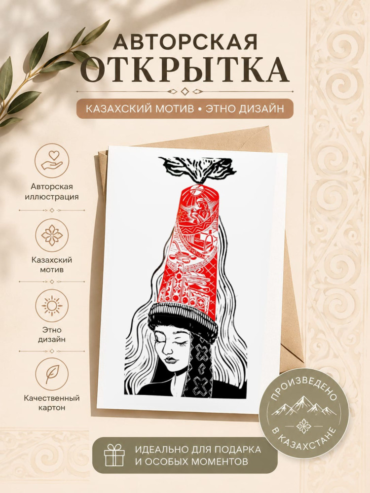 Открытки казахские Қыздарай, авторский этно дизайн, 10*15, 20 г. | JOOMSAK
