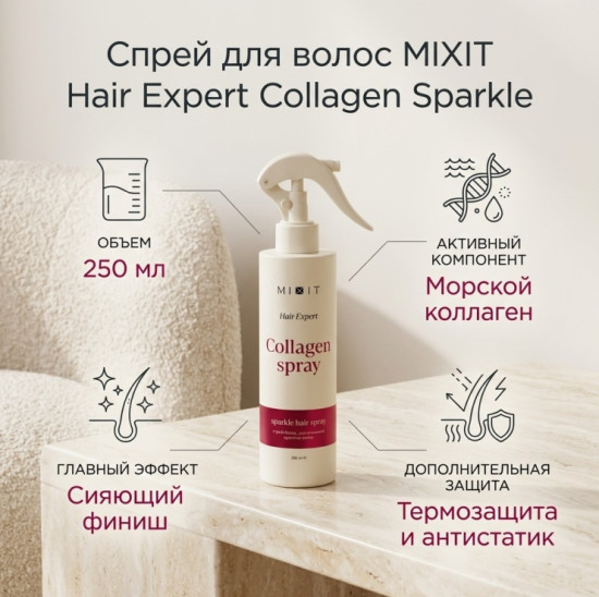 Hair Expert Sparkle Hair Spray — Спрей-блеск для идеальной красоты волос, 250 мл