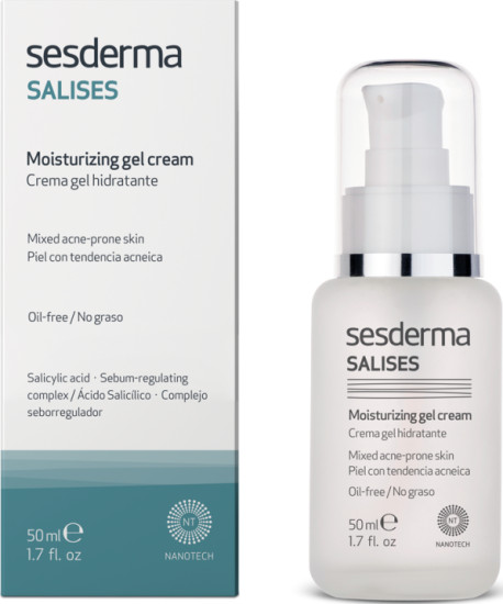 Увлажняющий SALISES Moisturizing крем-гель для лица против прыщей и акне.