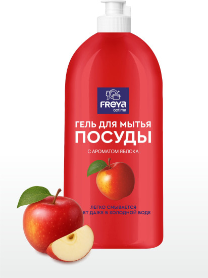 «FREYA» Optima Гель для мытья посуды с ароматом яблока «FREYA» Optima АЛМАНЫҢ ХОШ ИІСІ БАР ЫДЫС ЖУУҒА АРНАЛҒАН ГЕЛЬ 1000 МЛ