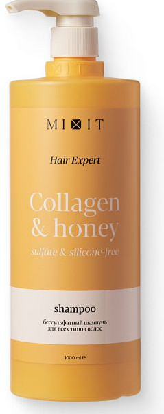 Бессульфатный шампунь для волос с коллагеном и медом — Hair Expert Collagen & Honey Sulfate-free Shampoo, 1000 мл | Mixit