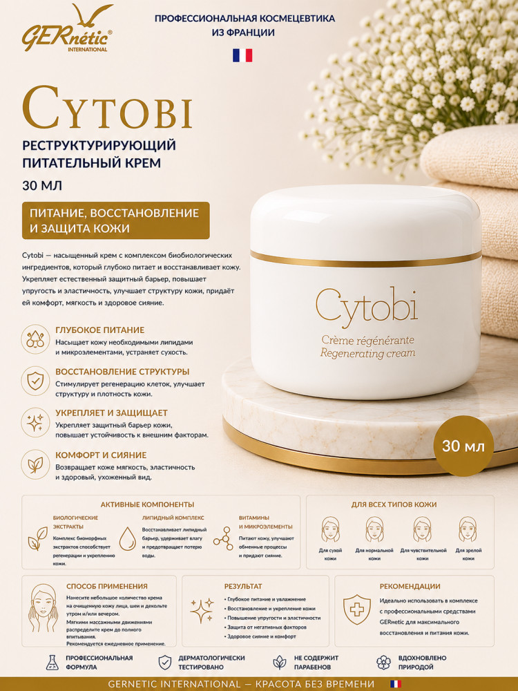 Cytobi — реструктурирующий питательный крем, 30 мл | GERnetic International