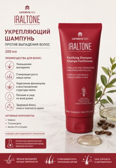 Укрепляющий шампунь от выпадения для волос / Iraltone Fortifying Shampoo 200 мл