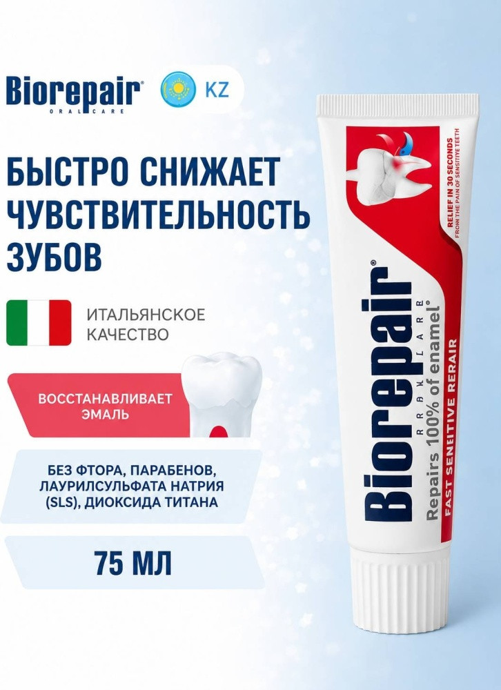 Зубная паста Biorepair Fast Sensitive Repair для чувствительных зубов 75 мл