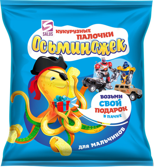 Палочки кукурузные с игрушкой для мальчиков «Осьминожек»