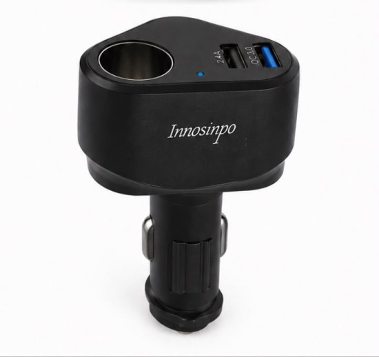 Автомобильное зарядное устройство Innosinpo QC 3.0 с USB-портом и дополнительной розеткой прикуривателя
