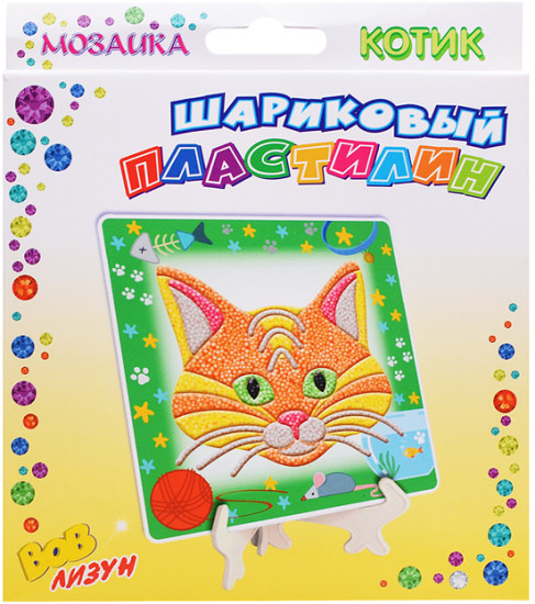 Пластилин шариковый «Мозаика. Котик»