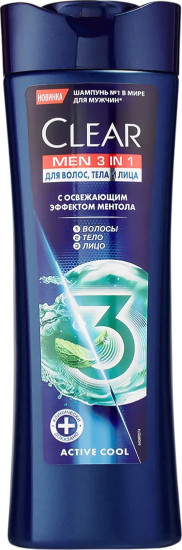 Шампунь для волос, тела и лица с освежающим эффектом ментола