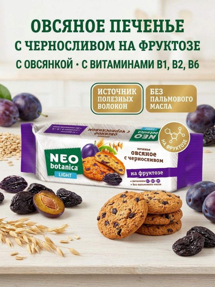 Печенье Light овсяное с черносливом на фруктозе 280 г | РотФронт