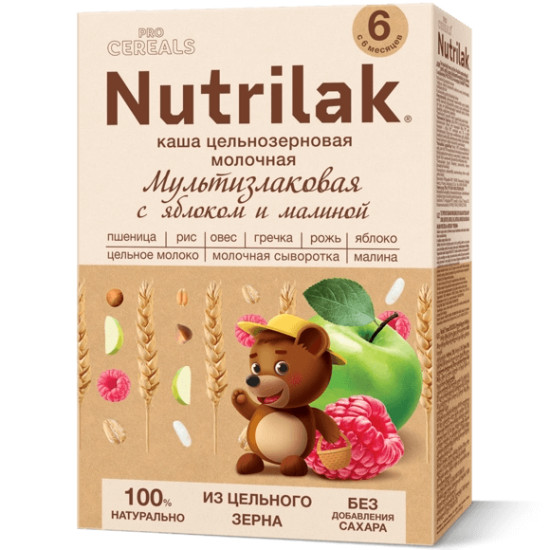 PROCEREALS Мультизлаковая с яблоком и малиной каша мол. 200 г