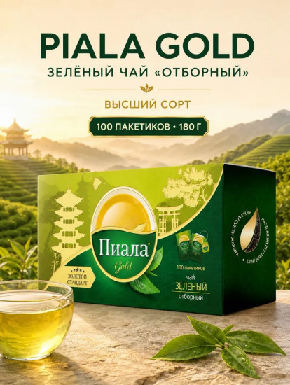 Чай зеленый Пиала Gold 100 пакетиков,