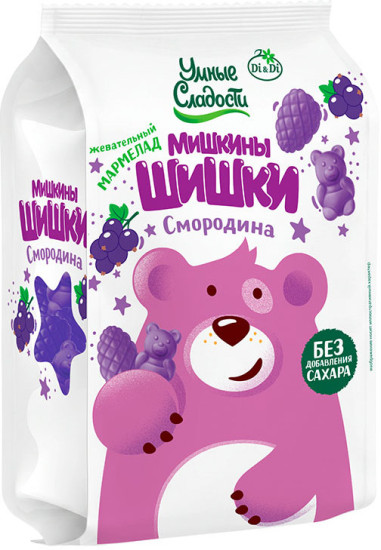 Мармелад «Умные сладости» жевательный «Мишкины шишки» со вкусом чёрной смородины 150г