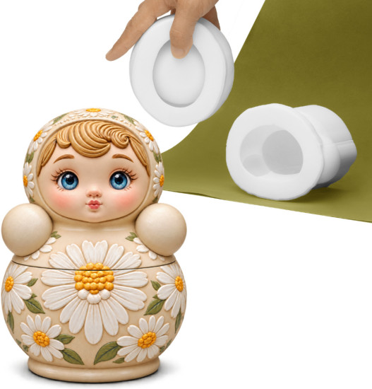 Силиконовая форма «Неваляшка с ромашками»