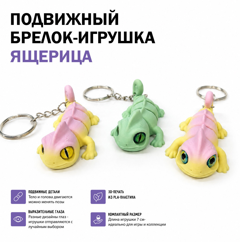 Подвижный брелок игрушка Ящерица 3D антистресс