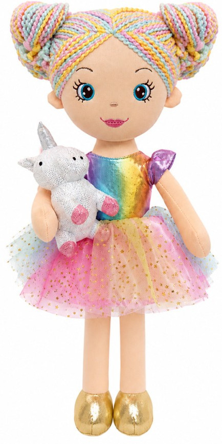 Игрушка мягкая «Кукла Сабрина с единорогом в разноцветном платье» | Dolls | MaxiToys