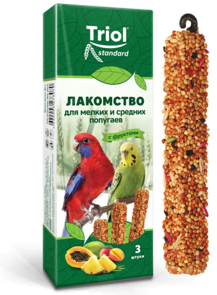 Лакомство для мелких и средних попугаев с фруктами | Triol