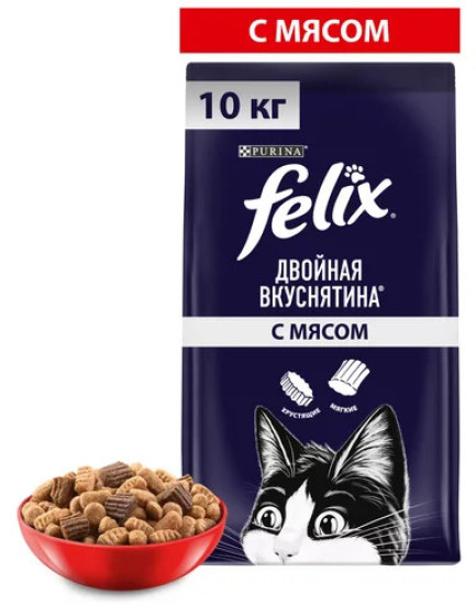 Сухой корм для взрослых кошек Двойная Вкуснятина Мясной микс