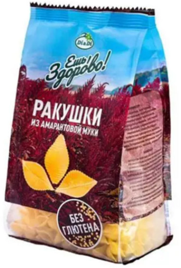 Макароны без глютена с амарантовой мукой Ракушки, «Ешь Здорово» 250г.