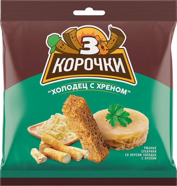 Сухарики ржаные «Холодец с хреном» | 3 Корочки