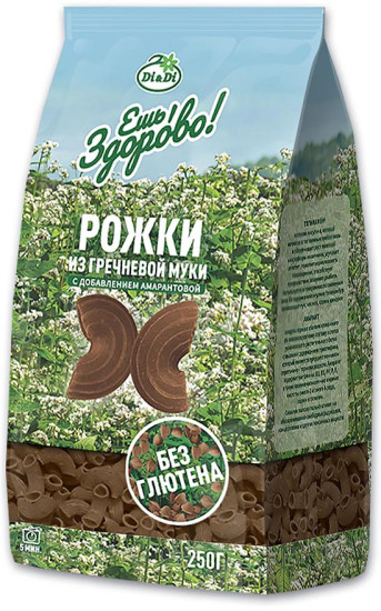 Макароны без глютена «Ешь Здорово» Рожки из гречневой муки 250г