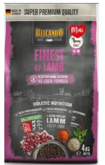 Сухой беззерновой корм Finest GF Lamb для взрослых собак мелких и средних пород, с ягненком
