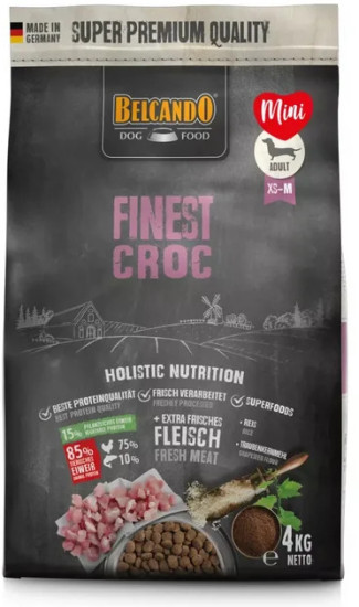 Сухой корм Finest Croc для привередливых собак мелких и средних пород, с уткой и соусным эффектом