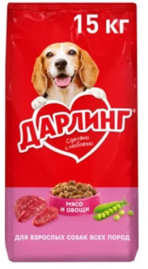 Сухой полнорационный корм для взрослых собак, с мясом и овощами | Darling
