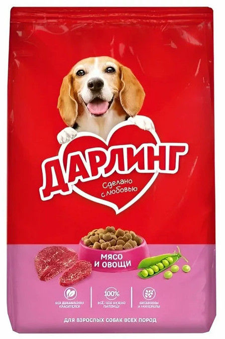 Сухой полнорационный корм для взрослых собак, с мясом и овощами | Darling