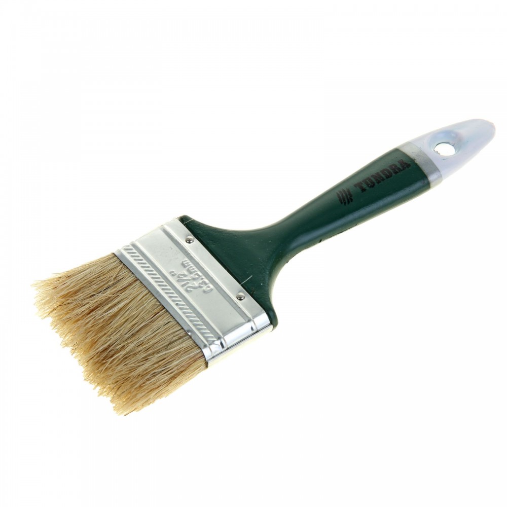 Кисть плоская «TUNDRA basic» натуральная щетина, пластмассовая ручка 2,5" (63 мм) | Basic | Tundra
