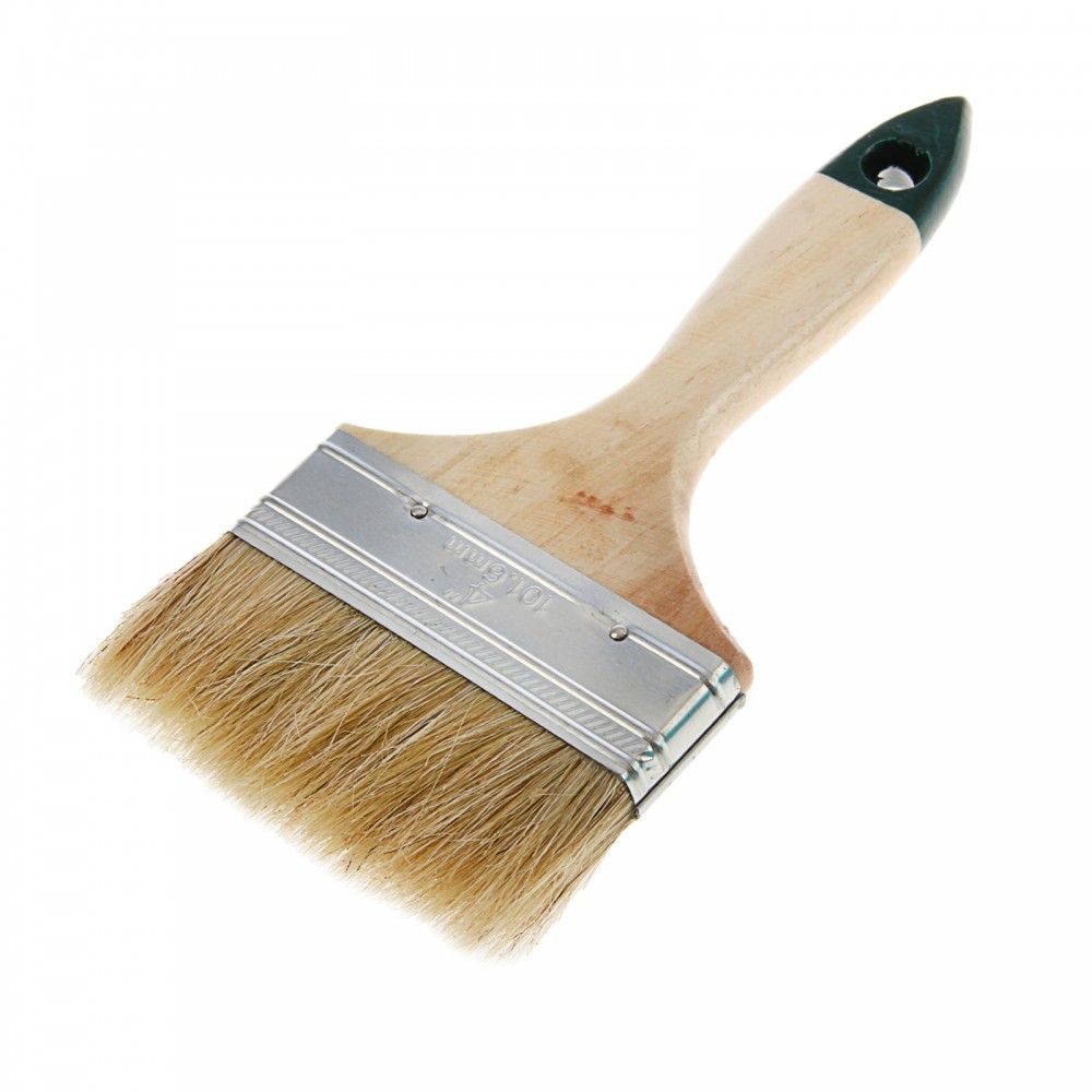 Кисть плоская «TUNDRA» натуральная щетина, деревянная ручка 4" (100 мм) | Tundra