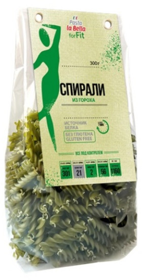 Спирали из зеленого гороха, белковые макароны, ,без глютена, 300 гр